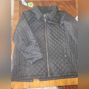 Womens Black Landsend Quilted Zip Up 3x